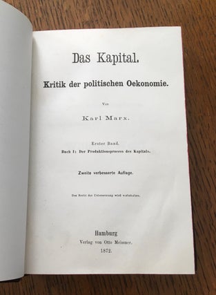 Item #10360 DAS KAPITAL. Kritik der politischen Öekonomie. Erster Band. Buch I. Der...