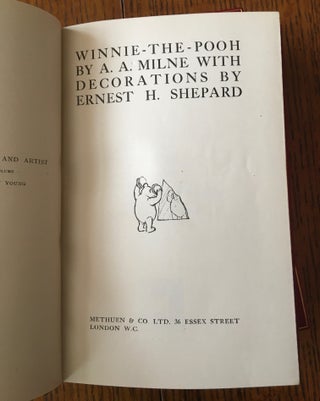 SET OF WINNIE THE POOH AND CHRISTOPHER ROBIN FIRST EDITIONS. 4 Volumes.-- When We were very young. -- Winnie the Pooh. -- Now We are Six. -- The House at Pooh Corner.