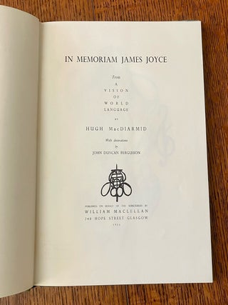 IN MEMORIAM JAMES JOYCE. From a Vision of World Language. With decorations by John Duncan Fergusson.