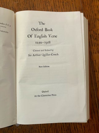 THE OXFORD BOOK OF ENGLISH VERSE. 1250-1918. New edition.
