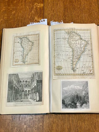 ALBUM OF TRAVEL AND EXPLORATION MATERIAL. Printed and manuscript items; Photographs, letters, documents, drawings, Loose bank notes, printed views and maps. China, Russia, West Indies, Europe, U.S.A, Africa....