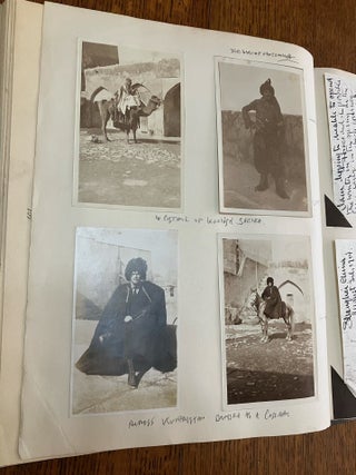 ALBUM OF TRAVEL AND EXPLORATION MATERIAL. Printed and manuscript items; Photographs, letters, documents, drawings, Loose bank notes, printed views and maps. China, Russia, West Indies, Europe, U.S.A, Africa....