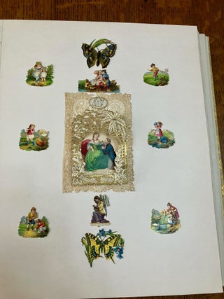 ALBUM OF 19TH CENTURY MOVABLES, LIFT-UPS, CHRISTMAS CARDS AND PRINTED EPHEMERA.