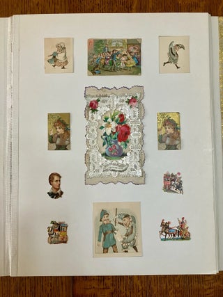 ALBUM OF 19TH CENTURY MOVABLES, LIFT-UPS, CHRISTMAS CARDS AND PRINTED EPHEMERA.