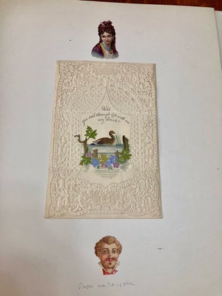 ALBUM OF 19TH CENTURY MOVABLES, LIFT-UPS, CHRISTMAS CARDS AND PRINTED EPHEMERA.