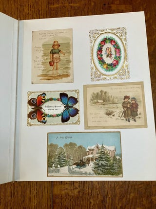 ALBUM OF 19TH CENTURY MOVABLES, LIFT-UPS, CHRISTMAS CARDS AND PRINTED EPHEMERA.