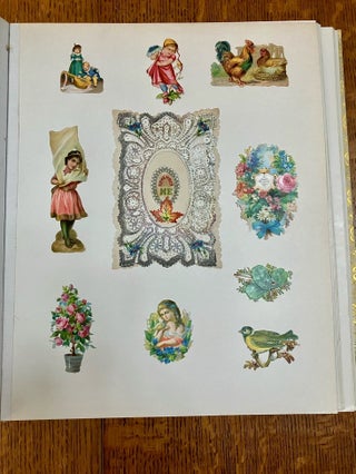 ALBUM OF 19TH CENTURY MOVABLES, LIFT-UPS, CHRISTMAS CARDS AND PRINTED EPHEMERA.