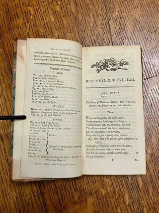 A MIDSUMMER NIGHT'S DREAM. Printed complete from the text of Sam. Johnson and Geo. Steevens, and revised from the last editions. 1785. ---- Bound with; Annotations by Sam. Johnson and Geo. Steevens and the various commentators, upon Midsummer Night's Dream, written by Will. Shakespeare. 1787.