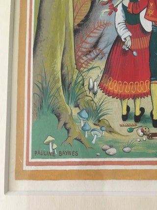 WATER COLOUR PAINTING OF HANSEL AND GRETEL. Illustration for Grimm's Fairy Tales.