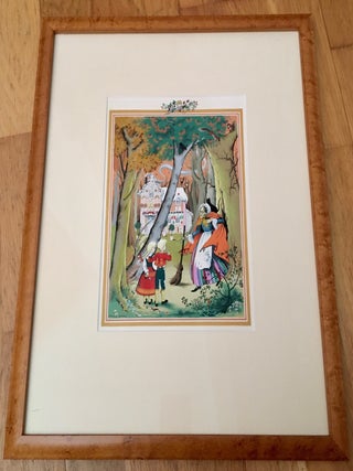 WATER COLOUR PAINTING OF HANSEL AND GRETEL. Illustration for Grimm's Fairy Tales.