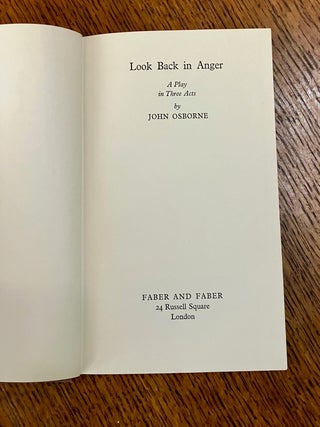 LOOK BACK IN ANGER. A Play in Three acts.