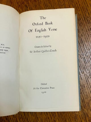THE OXFORD BOOK OF ENGLISH VERSE. 1250-1900.