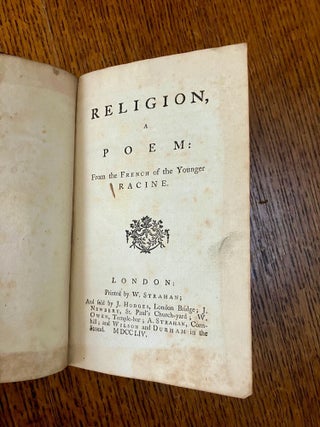 Item #11429 RELIGION. A Poem: From the French of the Younger Racine. RACINE. LOUIS