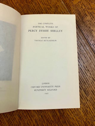 THE COMPLETE POETICAL WORKS. Edited by Thomas Hutchinson. The Oxford Edition.