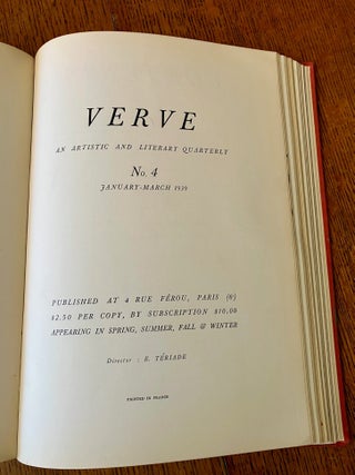 VERVE. -- HAND PAINTED BINDING BY GAYLEN HANSEN. An artistic and Literary Quarterly. Volume one, Numbers three and four. October -December 1938, & January - March 1939.