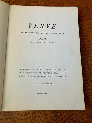 VERVE. -- HAND PAINTED BINDING BY GAYLEN HANSEN. An artistic and Literary Quarterly. Volume one, Numbers three and four. October -December 1938, & January - March 1939.