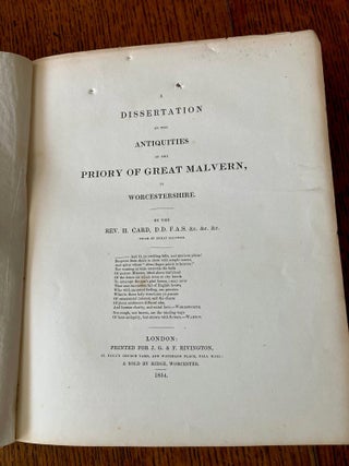 A DISSERTATION ON THE ANTIQUITIES OF THE PRIORY OF GREAT MALVERN, In Worcestershire.
