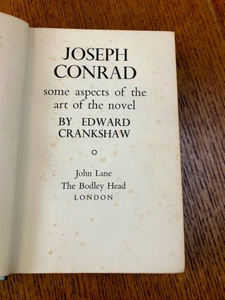 JOSEPH CONRAD. Some aspects of the art of the novel.