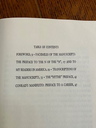 CONRAD'S MANIFESTO. PREFACE TO A CAREER. The history of the preface to The Nigger of the "Narcissus" with facsimiles of the manuscripts edited with an essay by David R. Smith.
