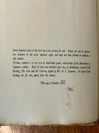 AN ILLUSTRATED CATALOGUE OF HIS ETCHED WORK. With introductory essay & descriptive notes on each plate by Frank Rinder.