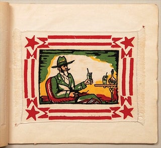 AMERICANA. Eight Cocktail Napkins, Hand Blocked, with Recipes and the Histories of Eight Famous Drinks.