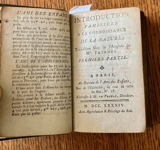 Item #8579 INTRODUCTION FAMILIERE A LA CONNOISSANCE DE LA NATURE. Traduction libre de l'Anglois...