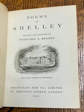 POEMS OF SHELLEY. Selected and arranged by Stopford A. Brooke.