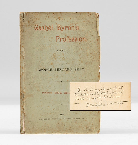 Item #9170 CASHEL BYRON'S PROFESSION. A Novel. SHAW. GEORGE BERNARD.