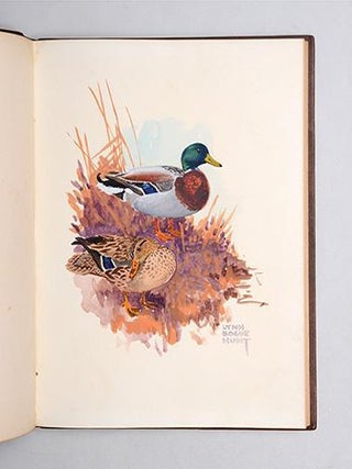AN ARTIST'S GAME BAG. With Original watercolour.